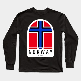 Norway Flag Sticker, For Norway Lovers Long Sleeve T-Shirt